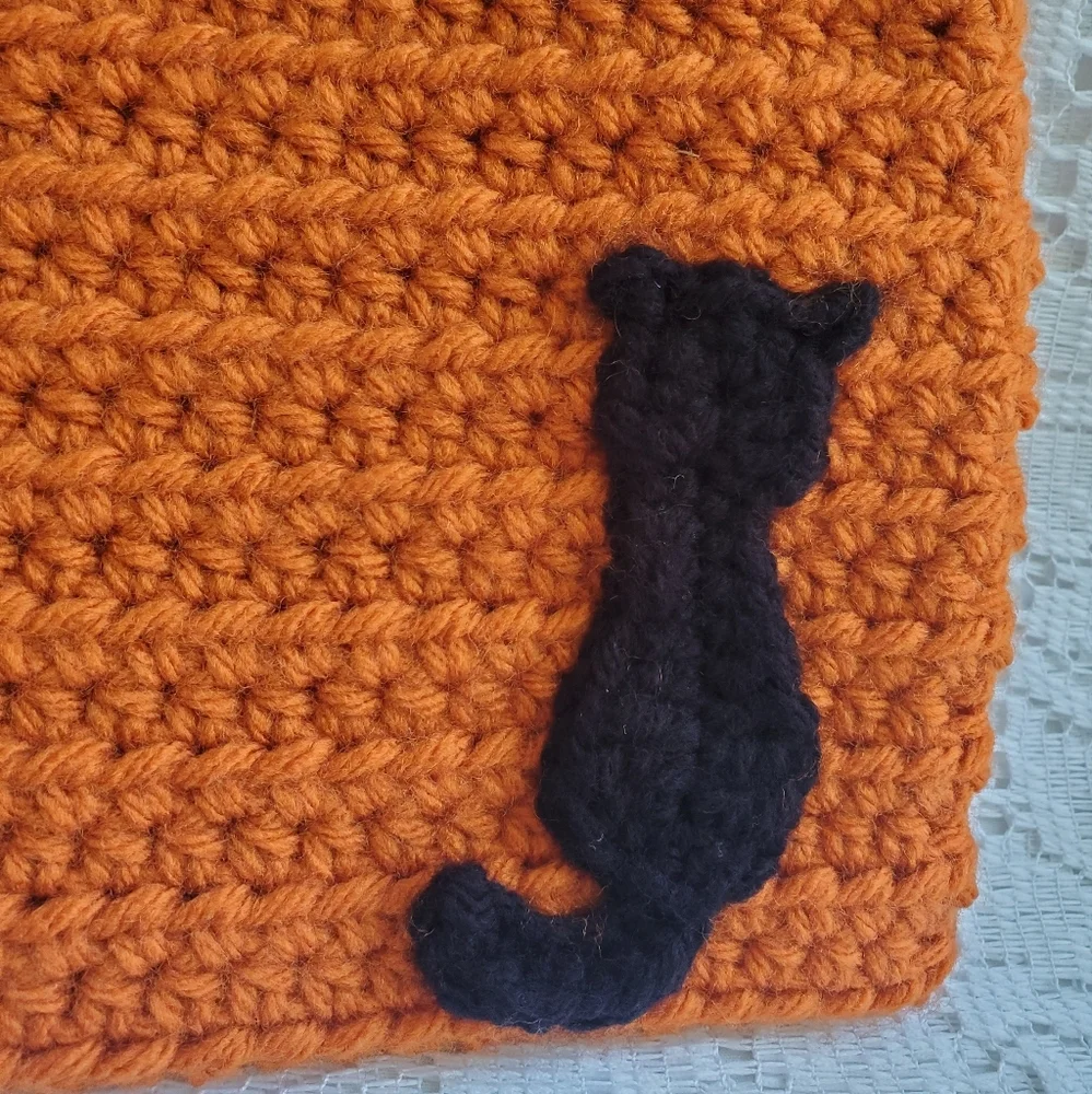 Black Halloween Cat Crocheted‎ Treat Bag